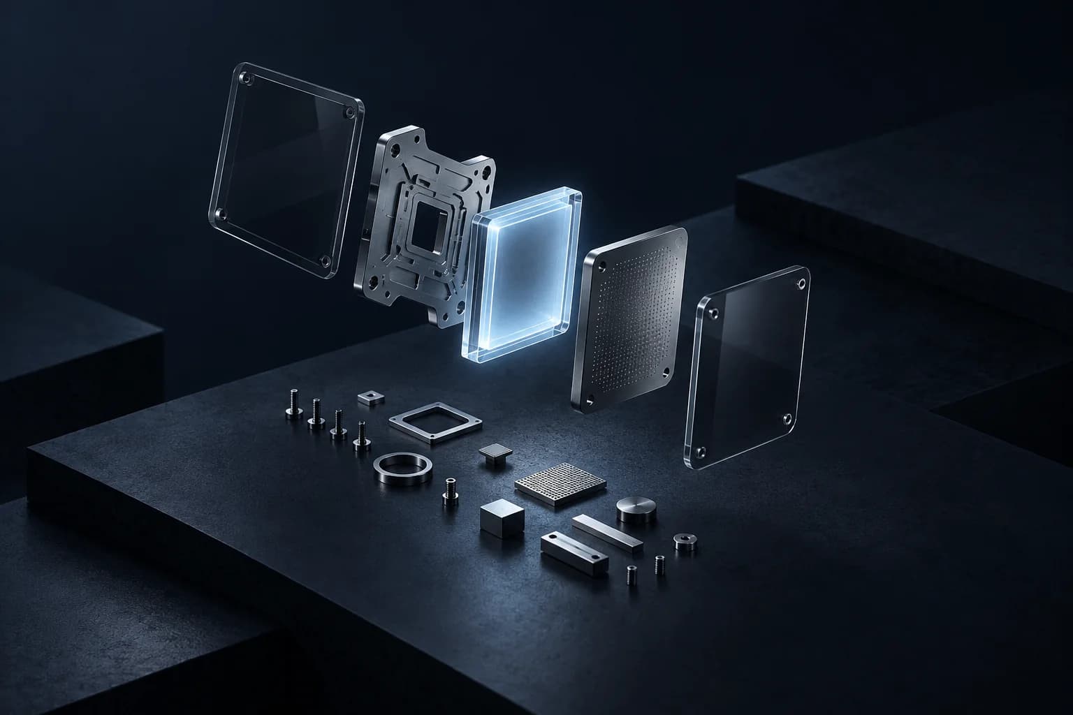 Glass and metal prototype layers assembling around a core